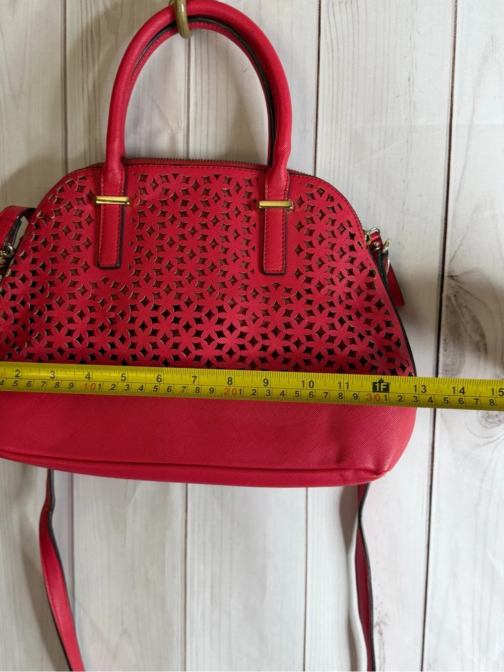 Merona Red Laser-Cut Satchel Crossbody Bag
